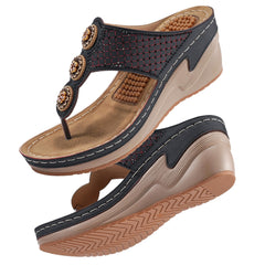 【No.8】Women Sandals Flip Flops for Womens with Arch Support Comfortable for Walking Casual Wedge Sandals Orthopedic Summer Platform Shoes