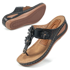 【No.14】Ladies Flip Flops Adjustable Hook And Loop Sandals Summer Air Cushion Shoes