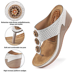 【No.8】Women Sandals Flip Flops for Womens with Arch Support Comfortable for Walking Casual Wedge Sandals Orthopedic Summer Platform Shoes