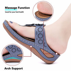 【No.14】Ladies Flip Flops Adjustable Hook And Loop Sandals Summer Air Cushion Shoes