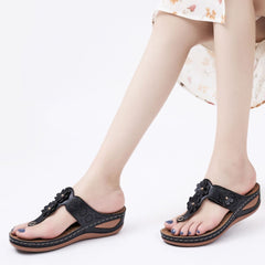 【No.14】Ladies Flip Flops Adjustable Hook And Loop Sandals Summer Air Cushion Shoes