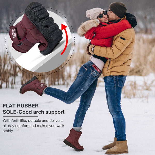 HARENC™Womens Winter Snow Boots With Warm Lining Comfortable Non Slip Ankle Booties Outdoor Waterproof Hiking Walking Platform Shoes